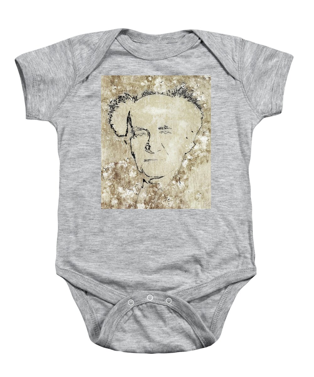 Digitally Baby Onesie featuring the digital art David Ben-Gurion j4 by Humorous Quotes