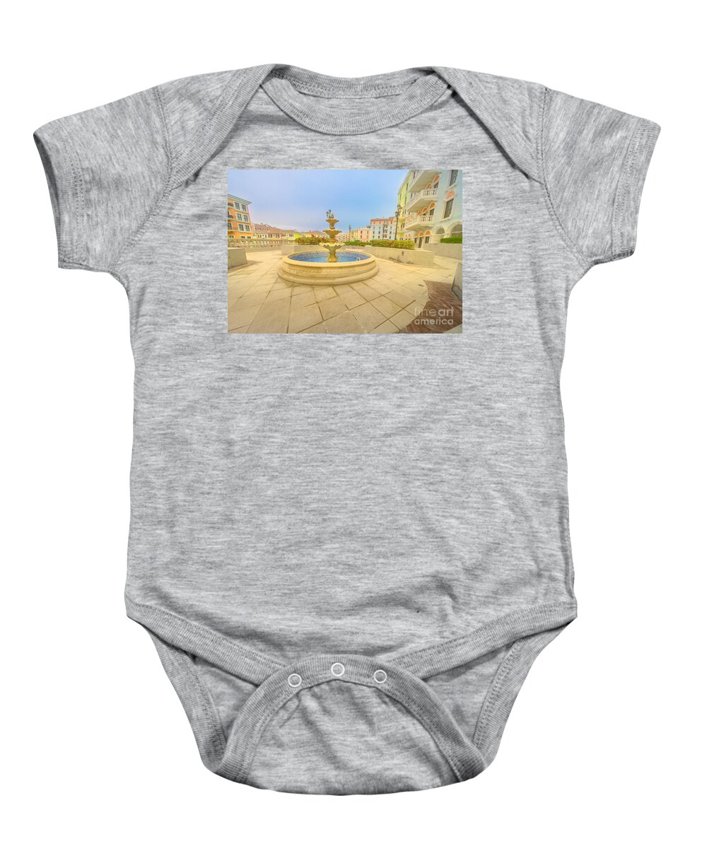 Doha Baby Onesie featuring the photograph Doha Qanat Quartier Fountain by Benny Marty