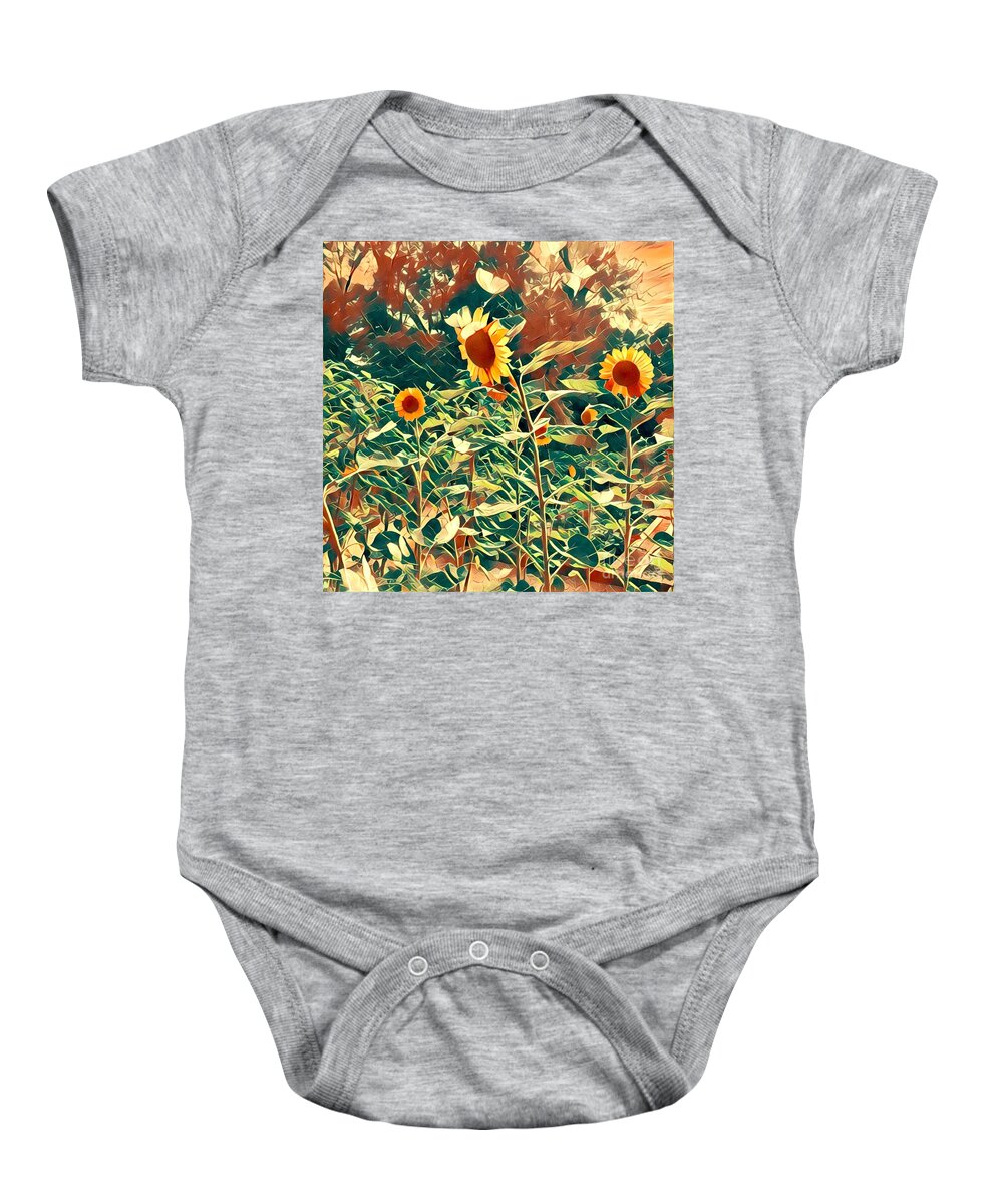 Sunflowers Baby Onesie featuring the digital art Dream of Sunflowers by Karen Francis