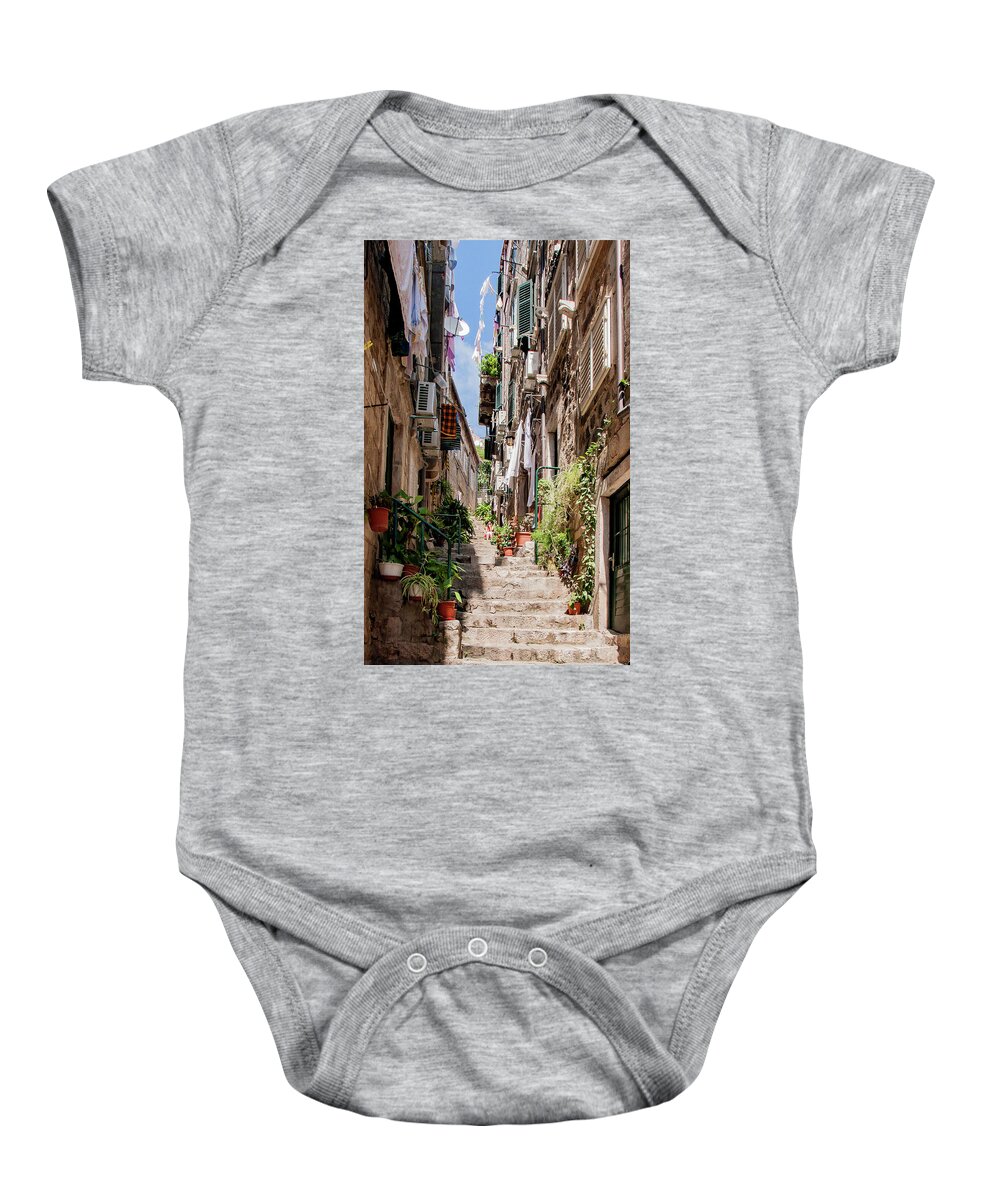 Dubrovnik Baby Onesie featuring the photograph Dubrovnik streets 6 by Weston Westmoreland