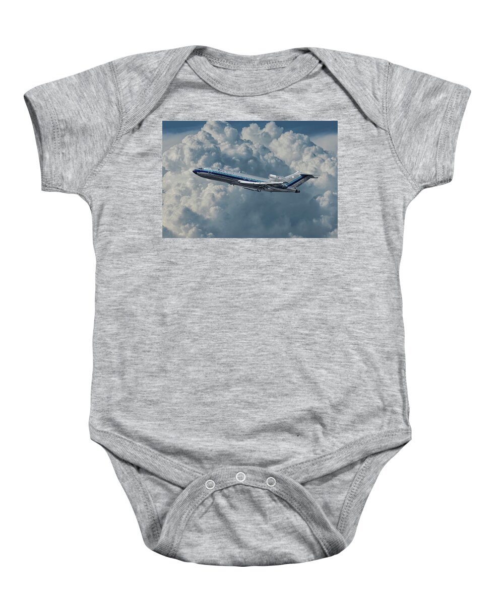 Eastern Airlines Baby Onesie featuring the photograph Eastern Airlines 727 with Billowing Clouds by Erik Simonsen