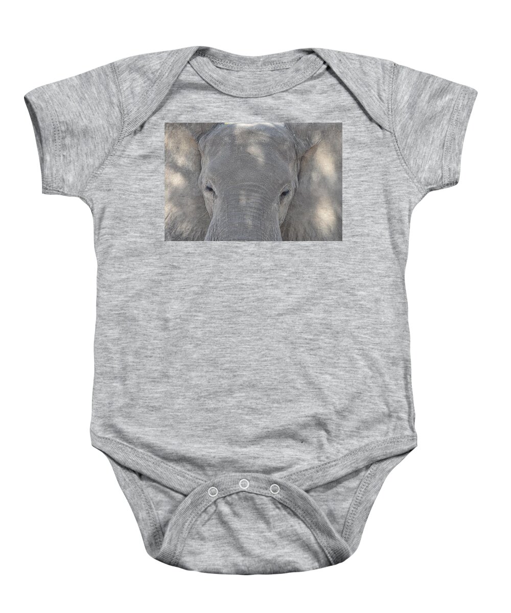 Elephant Baby Onesie featuring the photograph Elephant Closeup by Ben Foster
