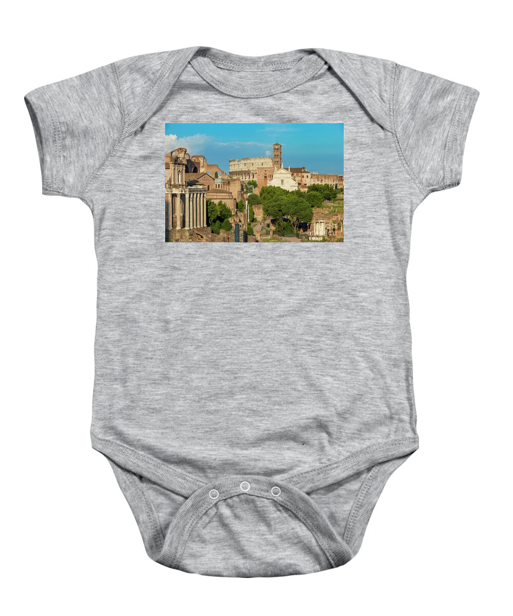 Rome Baby Onesie featuring the photograph Evening at the Roman Forum - Rome Italy by Brian Jannsen