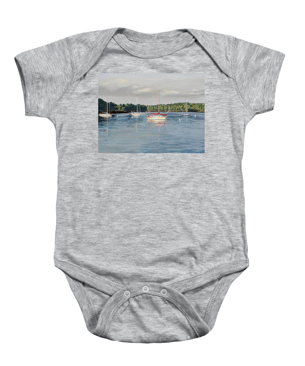 Maine Baby Onesie featuring the painting Evening Mooring by Craig Morris