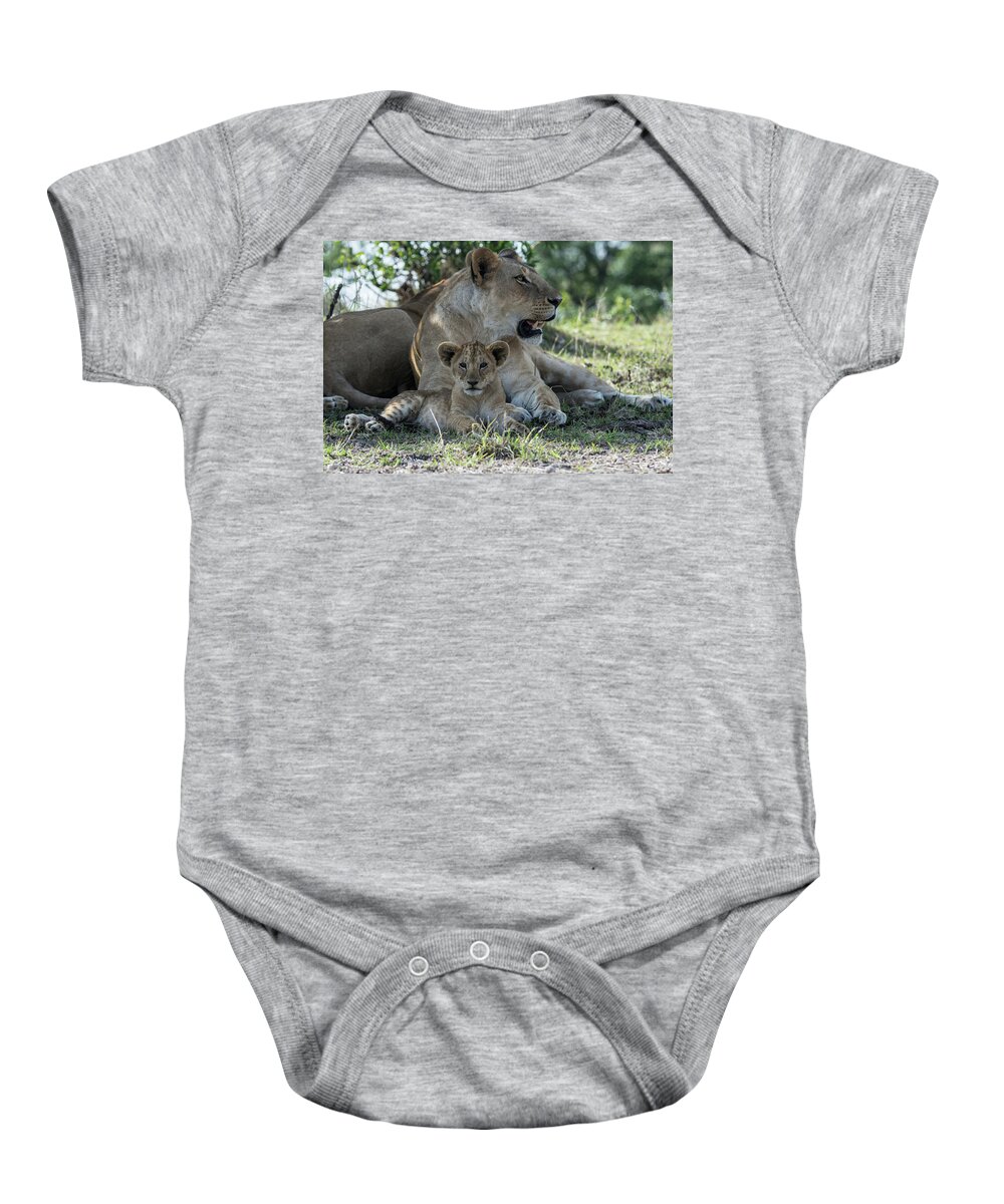 Lion Baby Onesie featuring the photograph Family Time by Mark Hunter
