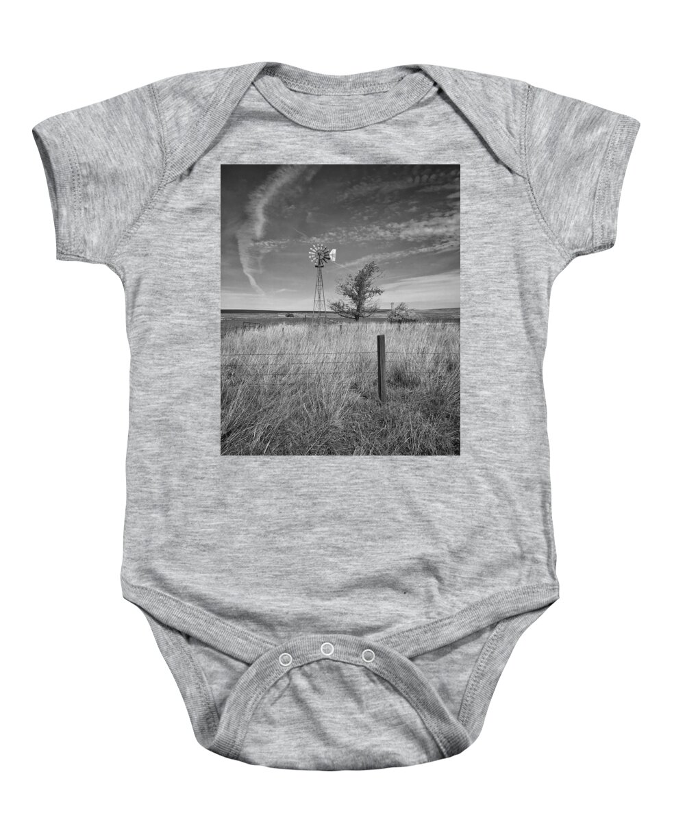 Country Baby Onesie featuring the photograph Mohler Windmill by Jerry Abbott