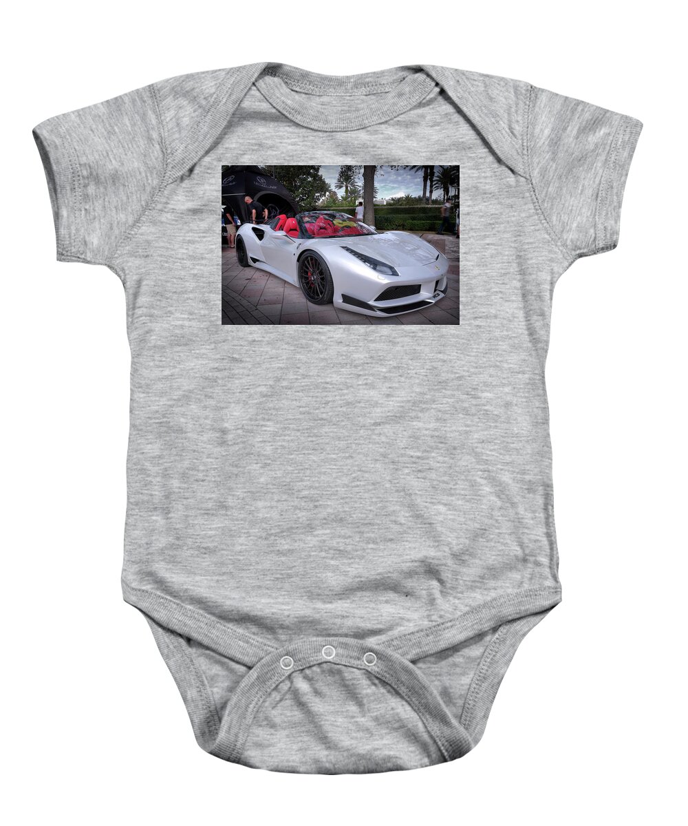 Ferrari Baby Onesie featuring the photograph Ferrari 488 Spider by Arttography LLC