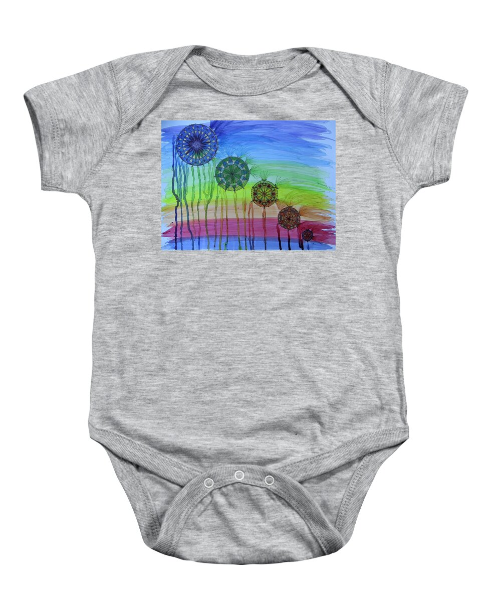 Dreams Baby Onesie featuring the painting Filtering Dreams by Anita Hillsley