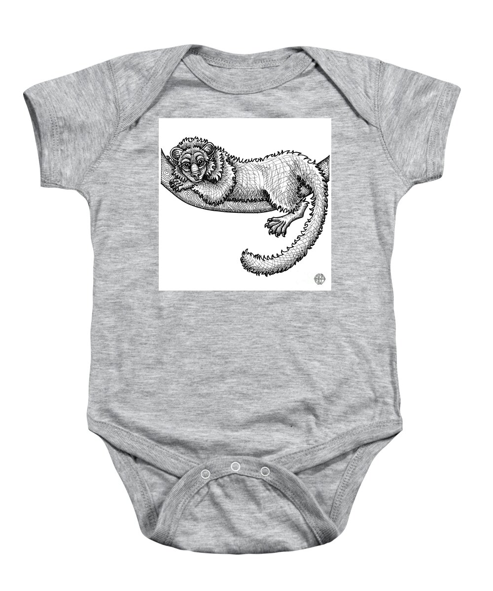 Animal Portrait Baby Onesie featuring the drawing Fisher by Amy E Fraser