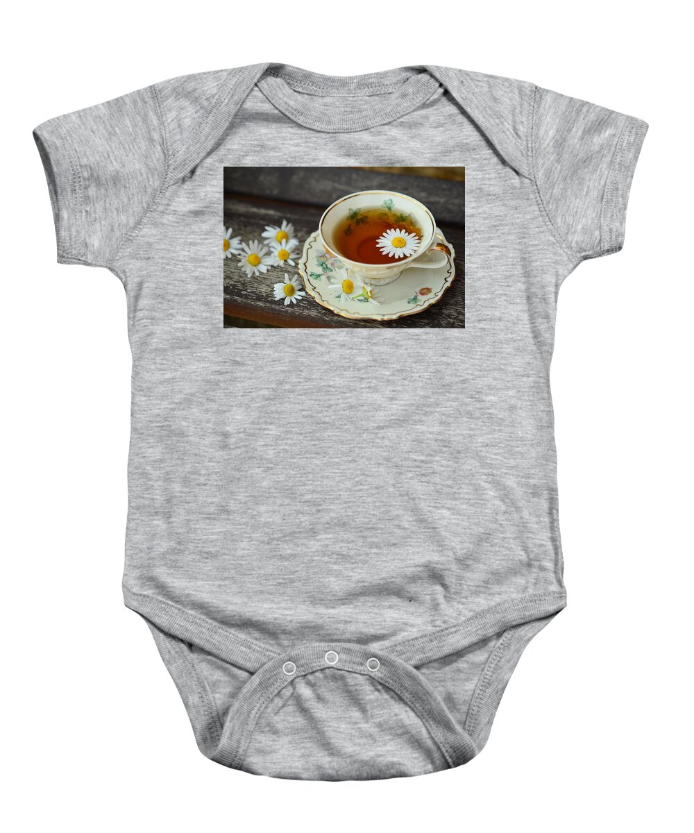 Photo Baby Onesie featuring the photograph Flower tea by Top Wallpapers