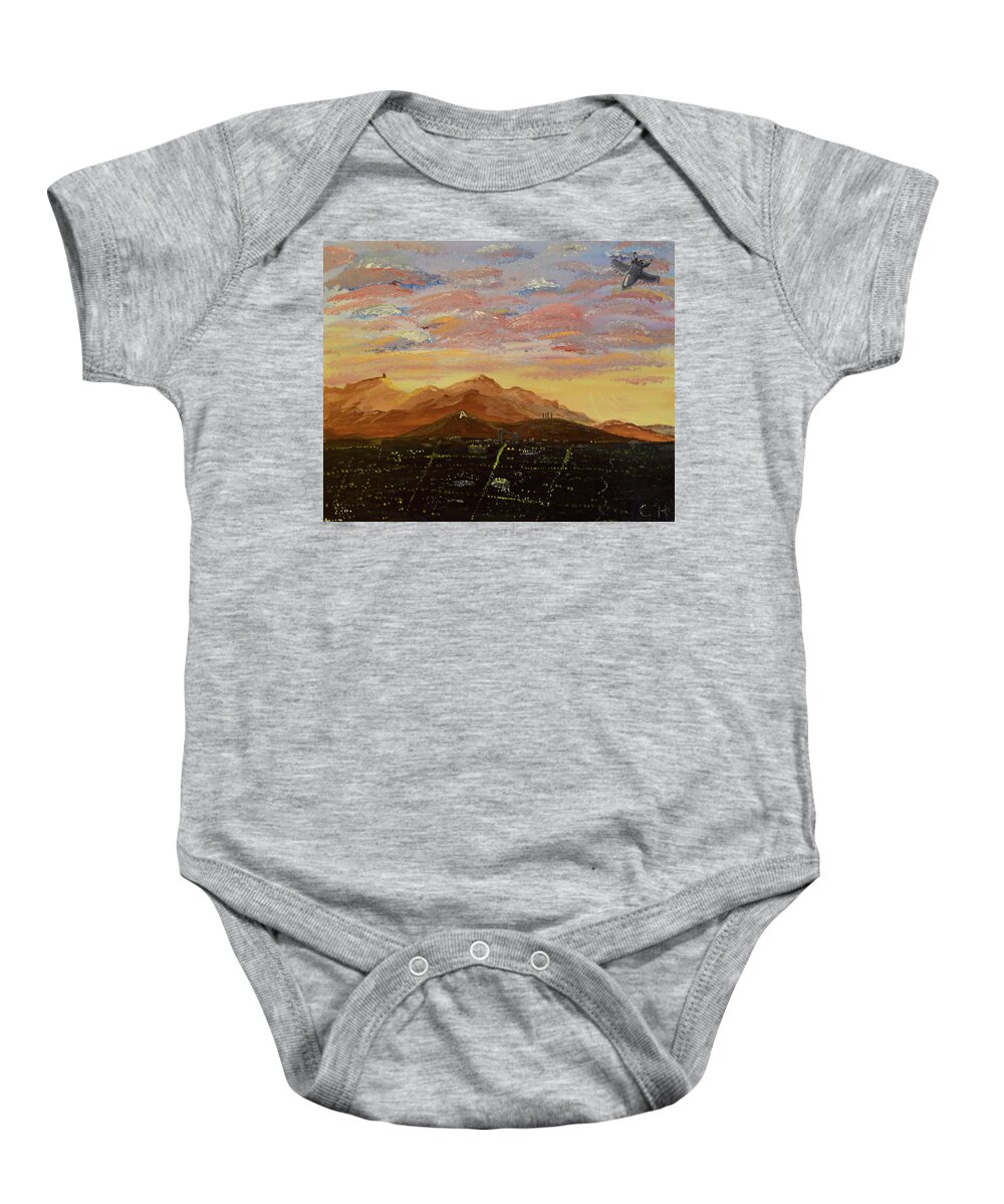 Tucson Baby Onesie featuring the painting Flying over Tucson by Chance Kafka