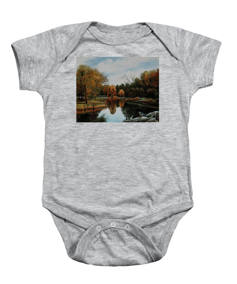 St. Louis Baby Onesie featuring the painting Forest Park Waterways 1 by Michael Frank