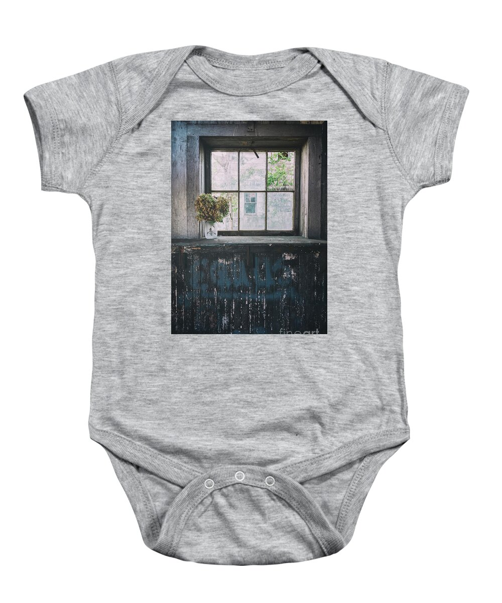 Weathered Wood Baby Onesie featuring the photograph Forgotten by Debra Fedchin