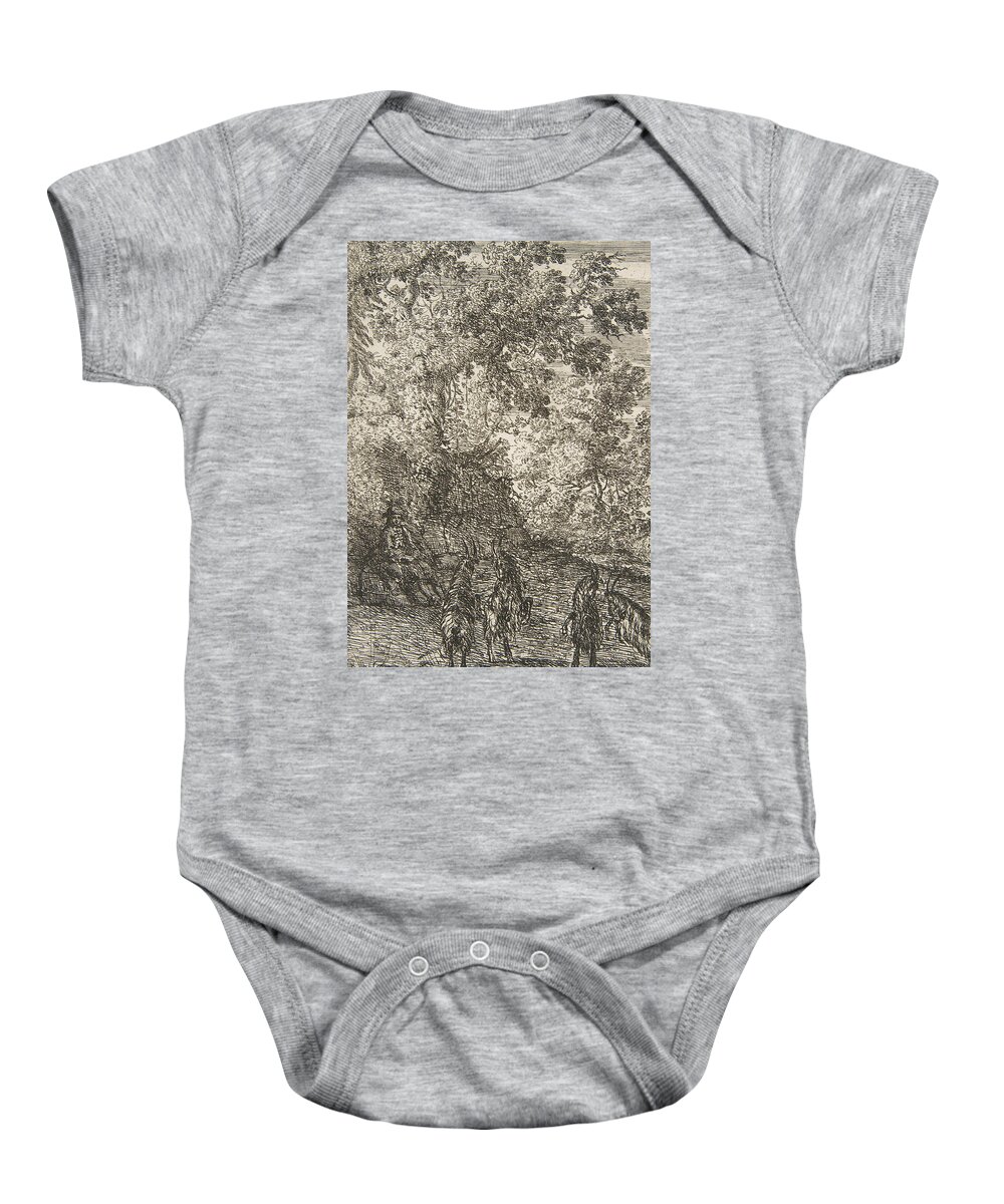 17th Century Art Baby Onesie featuring the relief Four Goats by Claude Lorrain