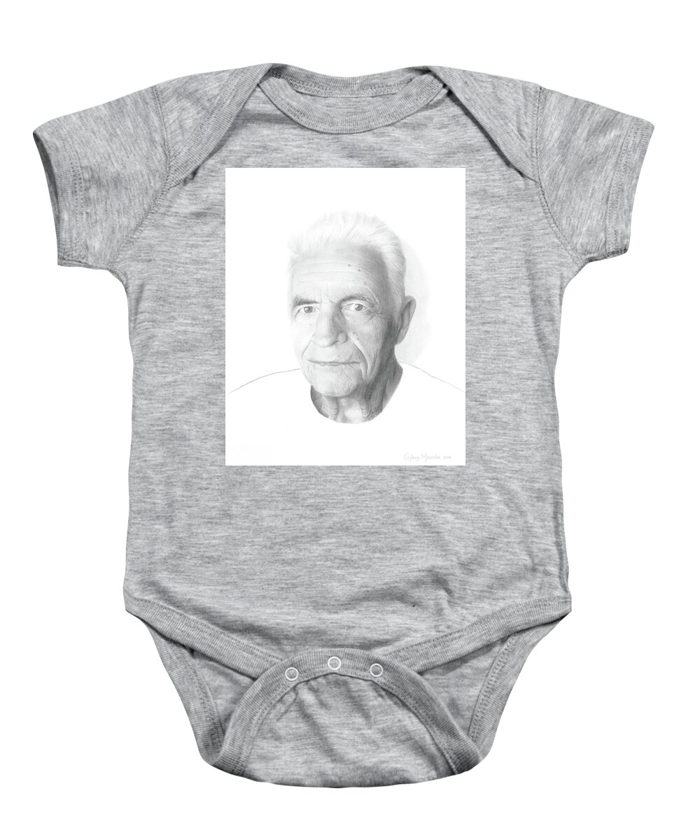 Portrait Baby Onesie featuring the drawing Fred Salb by Conrad Mieschke