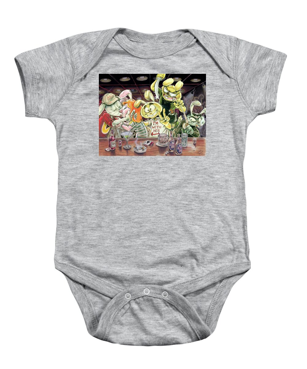Animals Baby Onesie featuring the drawing Friends like these. by Kynn Peterkin