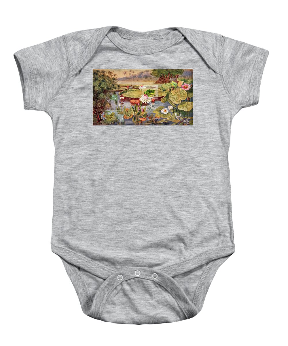 Frogs At The Lily Pond Baby Onesie featuring the photograph Frogs At The Lily Pond by Bellesouth Studio