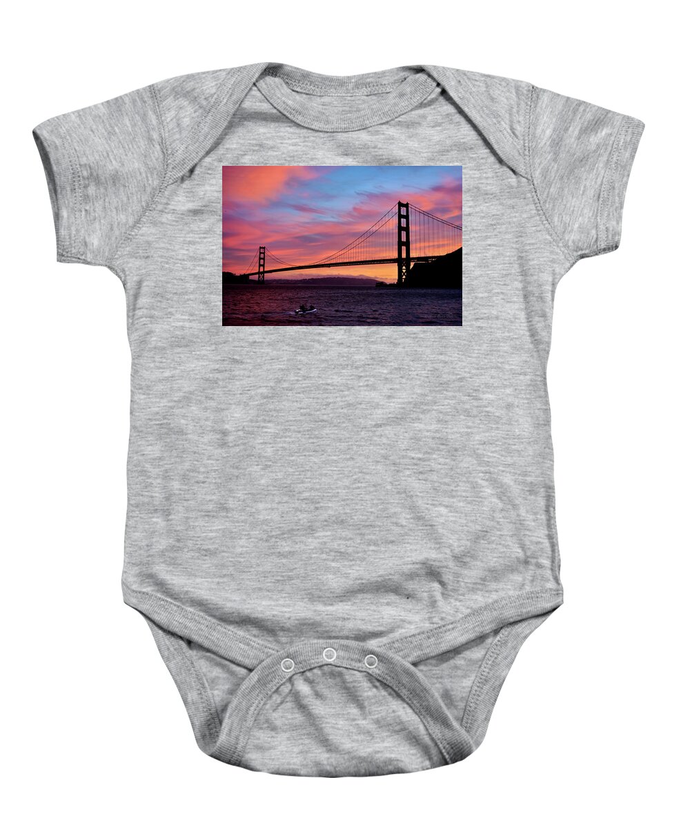 Golden Gate Bridge Baby Onesie featuring the photograph Golden Gate Sunset by Brian Tada
