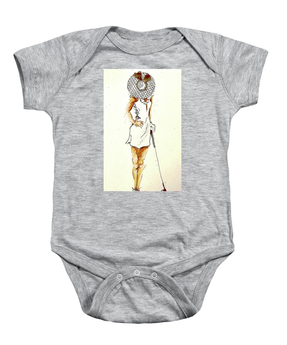 Sneakers Baby Onesie featuring the drawing Golf Sneakers by C F Legette
