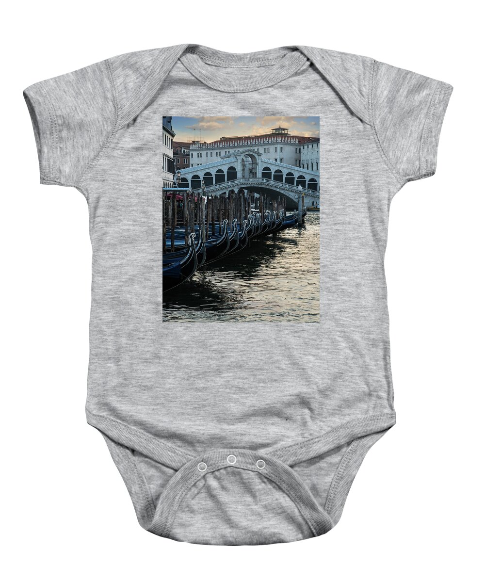 Canal Baby Onesie featuring the photograph Gondolas of Venice by Jaroslaw Blaminsky