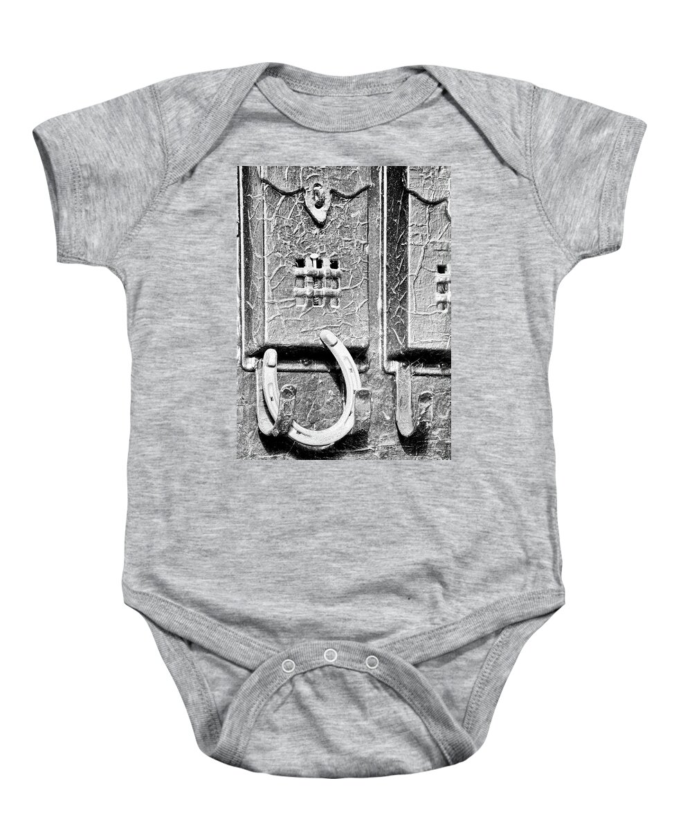 Black And White Baby Onesie featuring the photograph Good Luck by Minnie Gallman