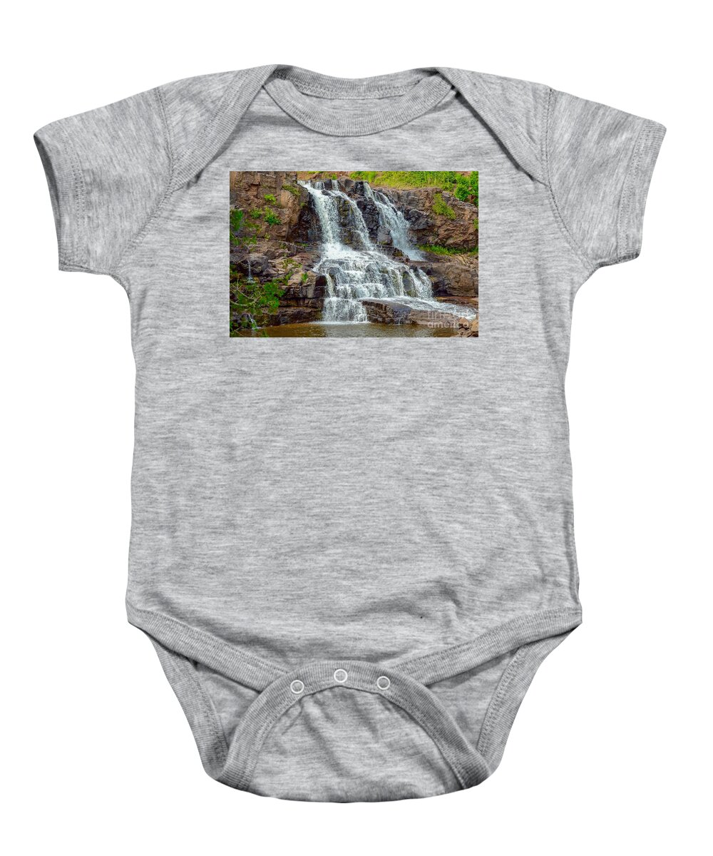 Waterfalls Baby Onesie featuring the photograph Gooseberry Falls by Susan Rydberg