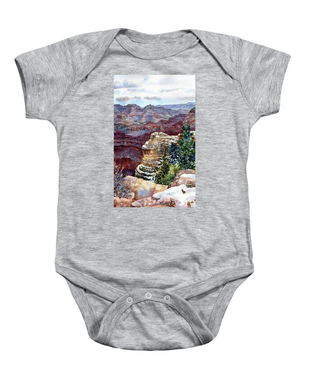 Grand Canyon Painting Baby Onesie featuring the painting Grand Canyon Winter Day by Anne Gifford