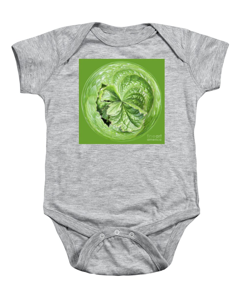 Orb Baby Onesie featuring the photograph Green flower orb by Phillip Rubino