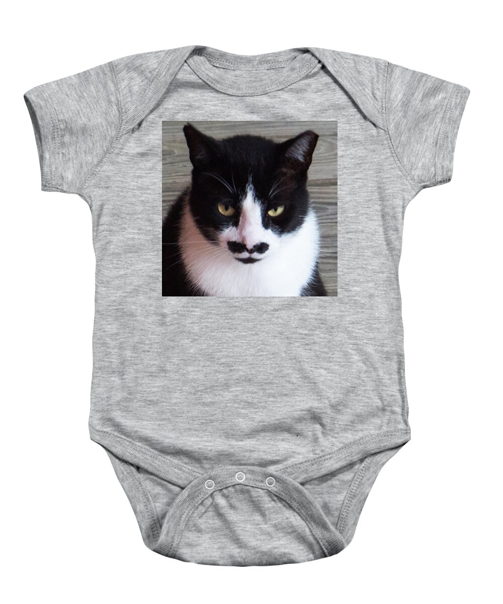 Cat Baby Onesie featuring the photograph Groucho by Ivars Vilums