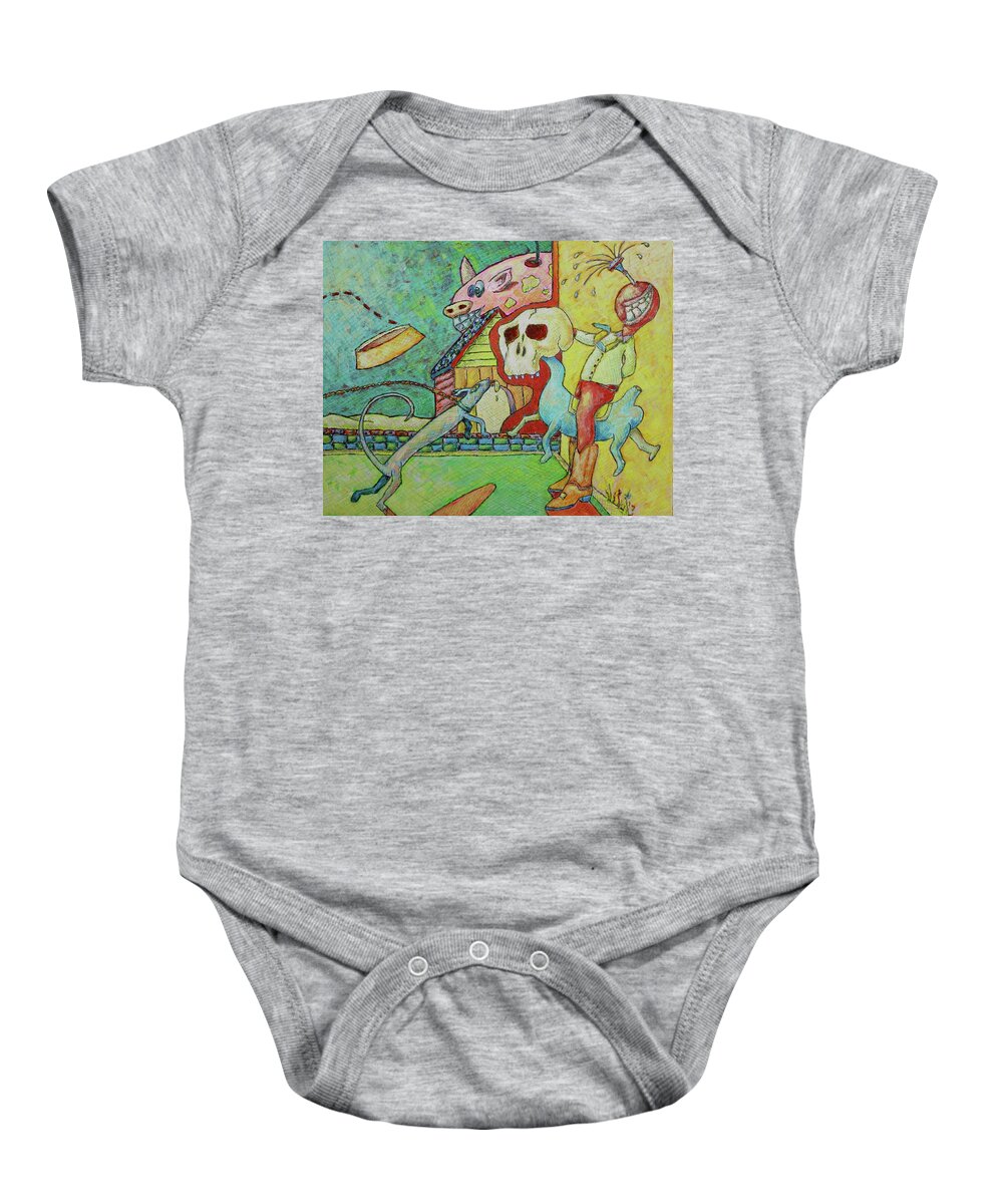 Dog Guard Baby Onesie featuring the painting Guard Dog by Ronald Walker