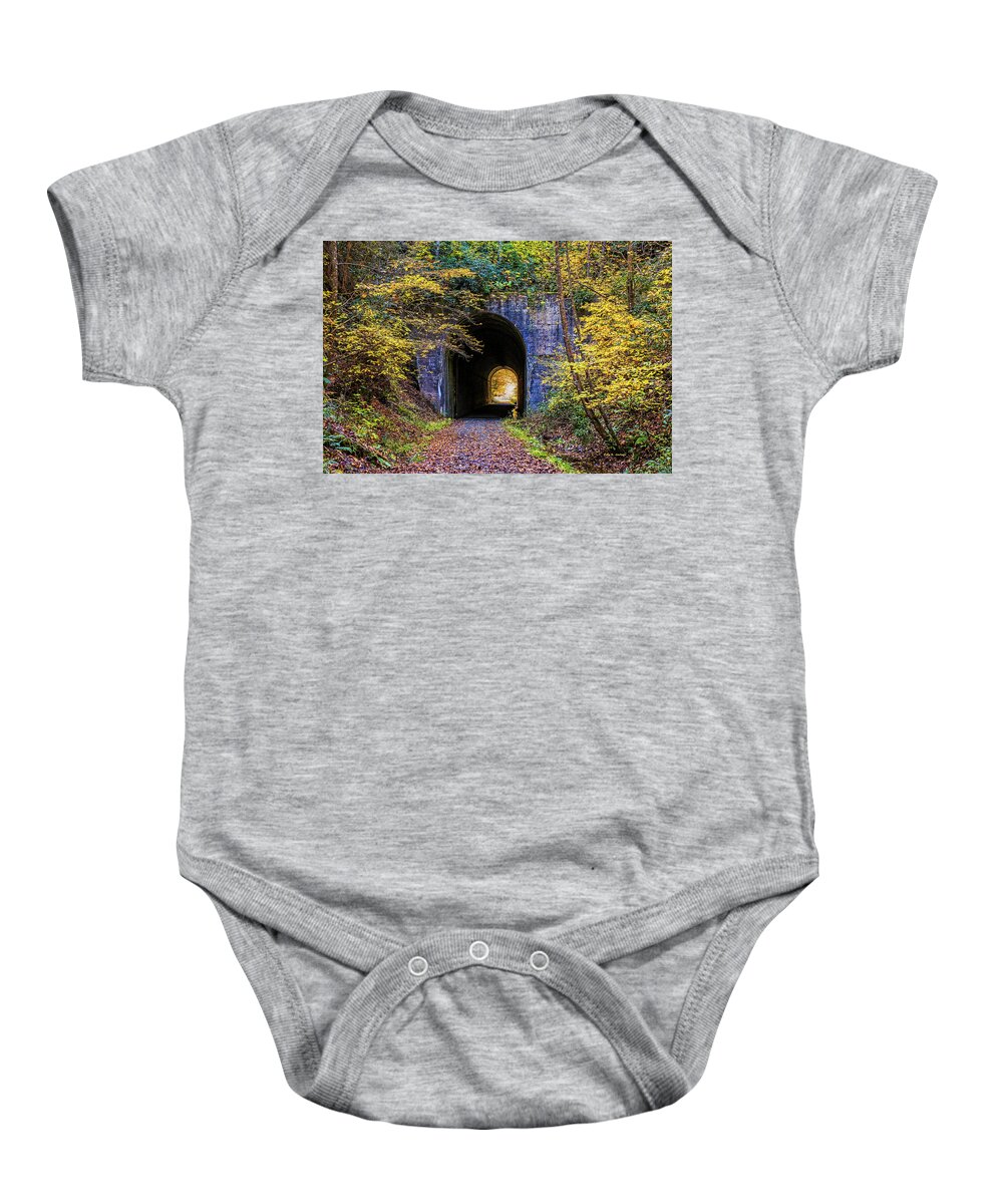 Tunnel Baby Onesie featuring the photograph Guest River Gorge Tunnel by Dale R Carlson