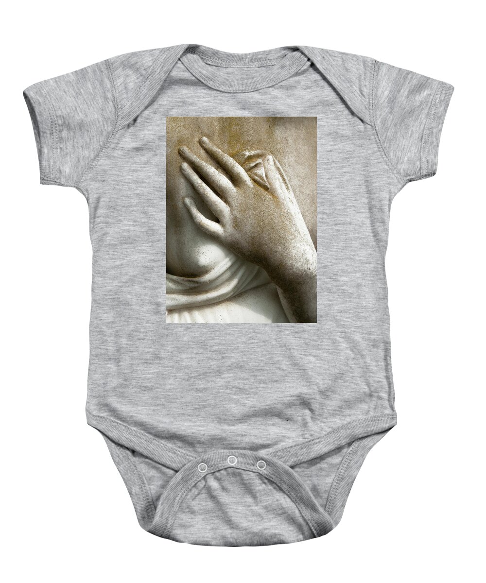 Macro Baby Onesie featuring the photograph Hand To Heart by Ginger Stein