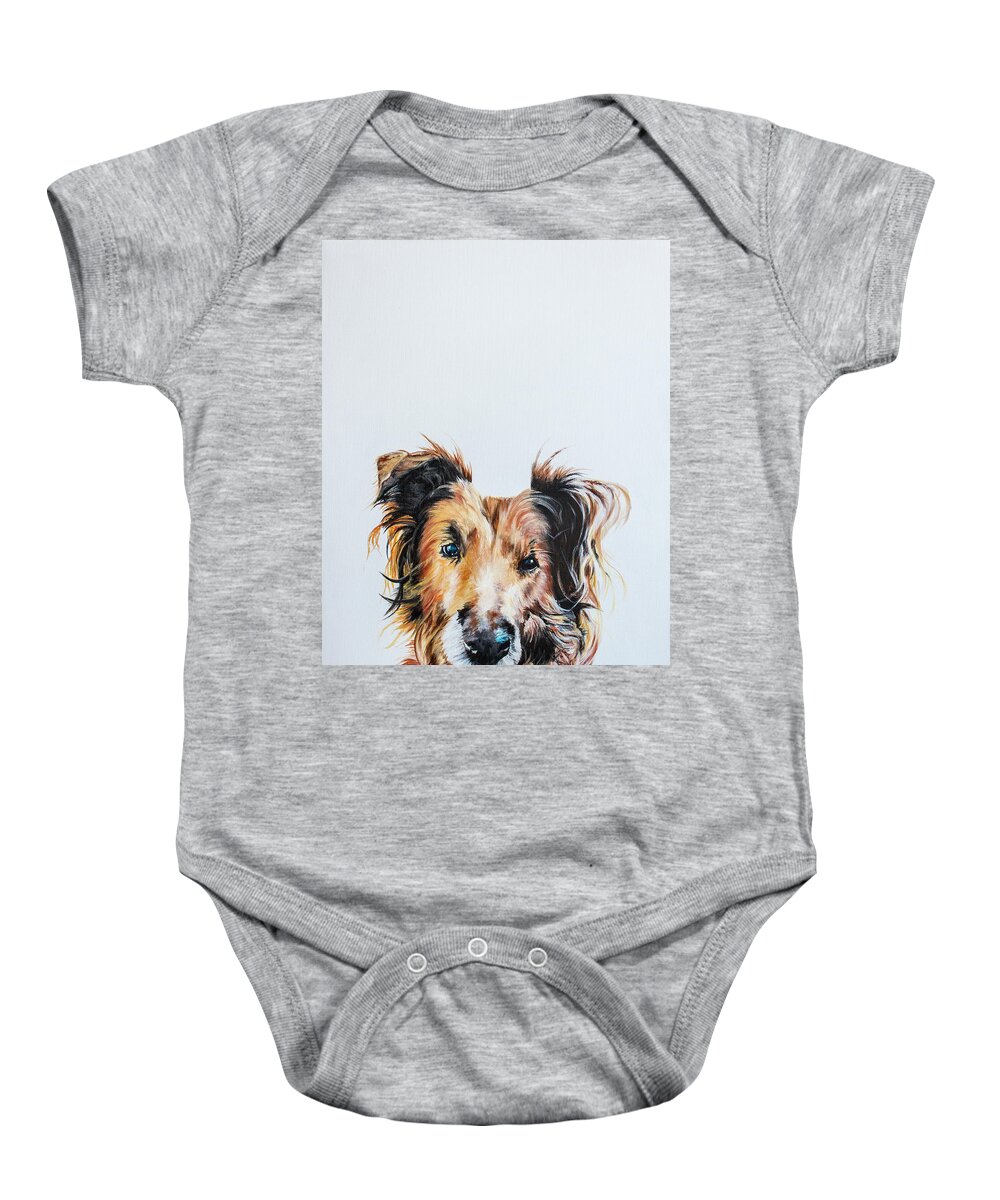 Dog Baby Onesie featuring the painting Happy Dog by Katrina Nixon
