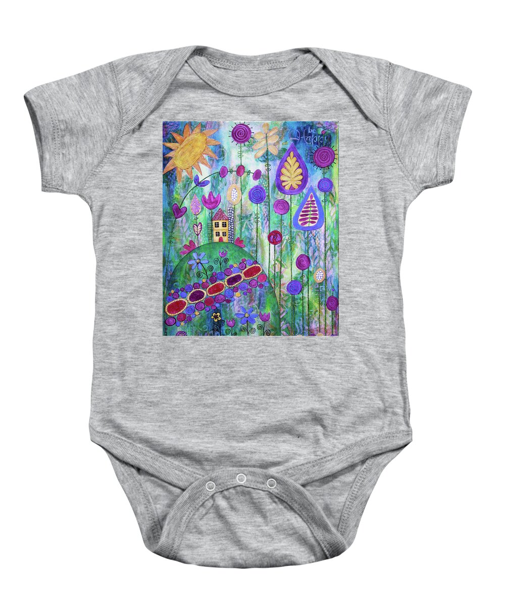 Whimsical Baby Onesie featuring the painting Happy Place by Winona's Sunshyne