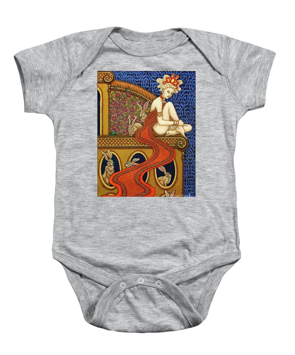 Hare Baby Onesie featuring the painting Hare Majesty's Hutch by Amy E Fraser