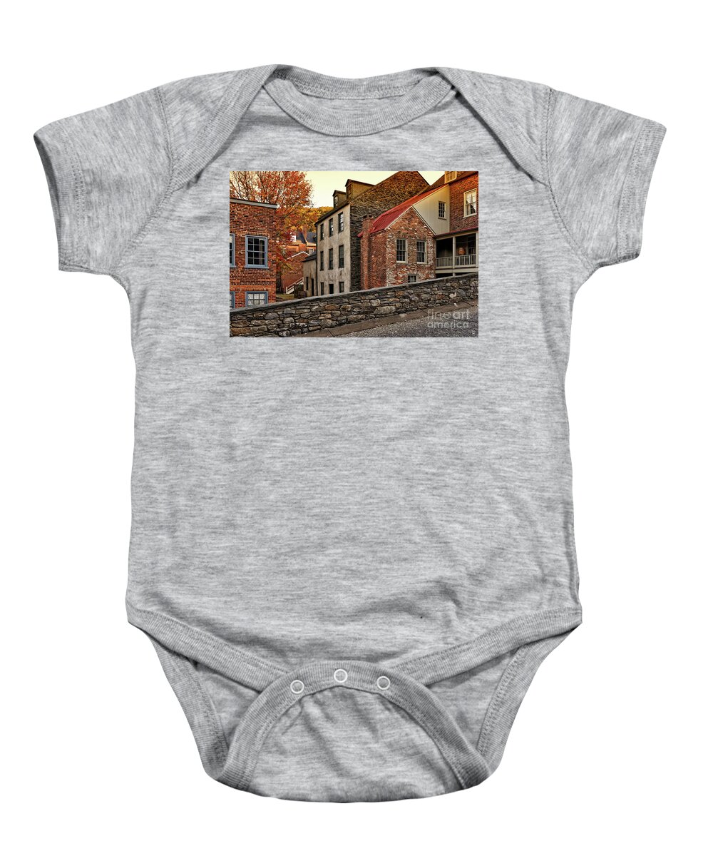 Harpers Ferry Baby Onesie featuring the photograph Harpers Ferry Back Street by Lois Bryan