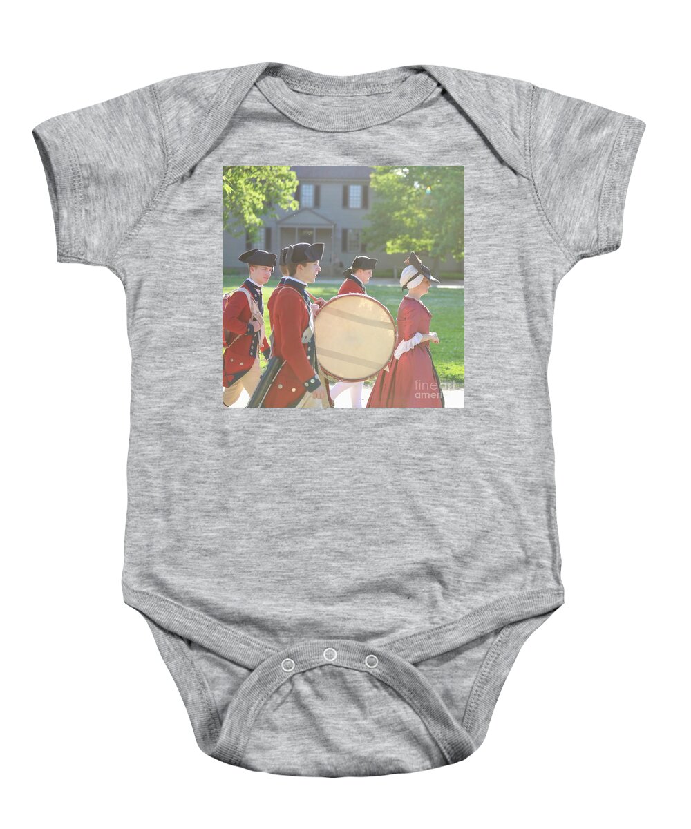 Colonial Williamsburg Baby Onesie featuring the photograph Headed to the Party by Lara Morrison