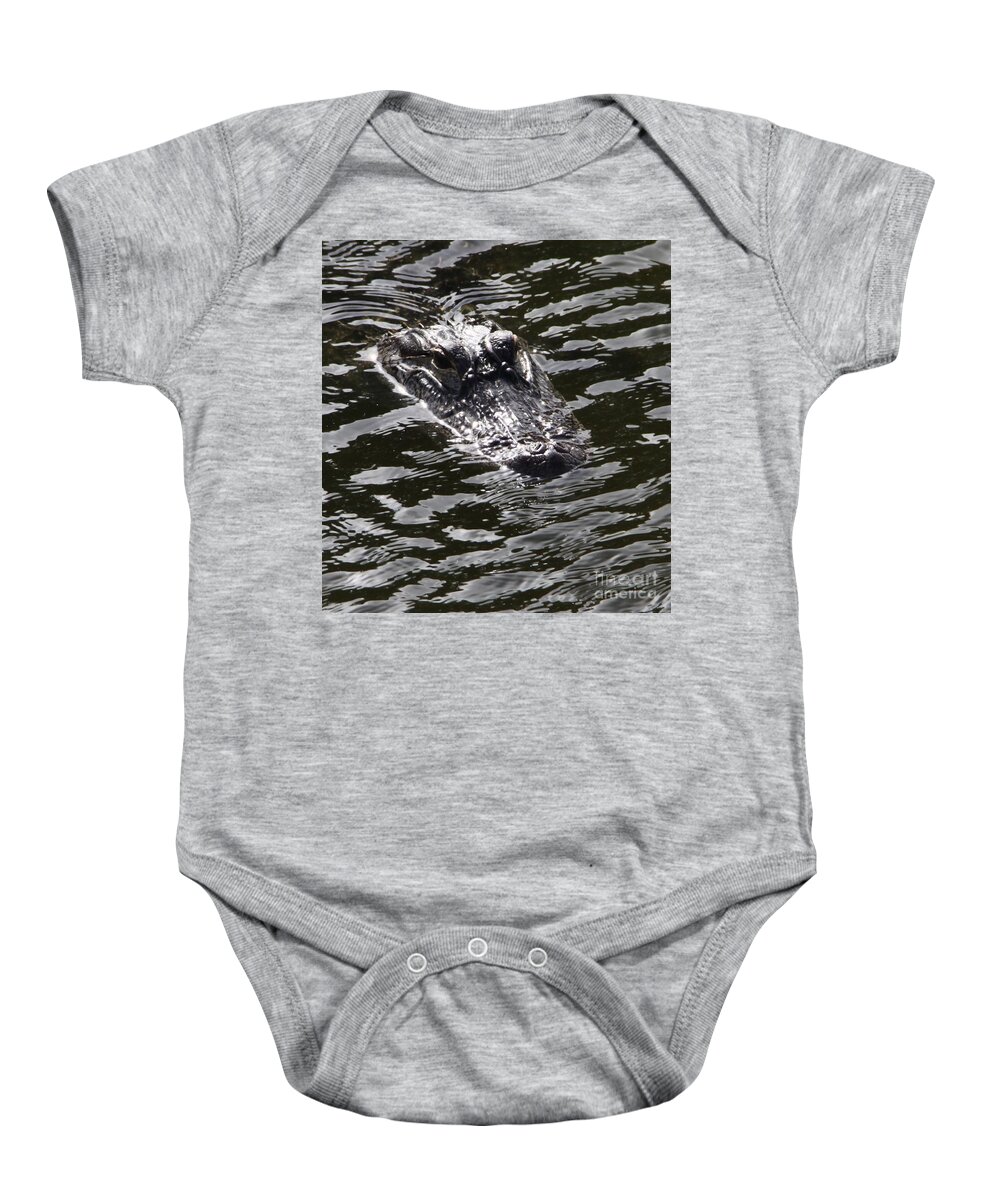 Heads Baby Onesie featuring the photograph Heads Up Gator Before The Storm by Philip And Robbie Bracco