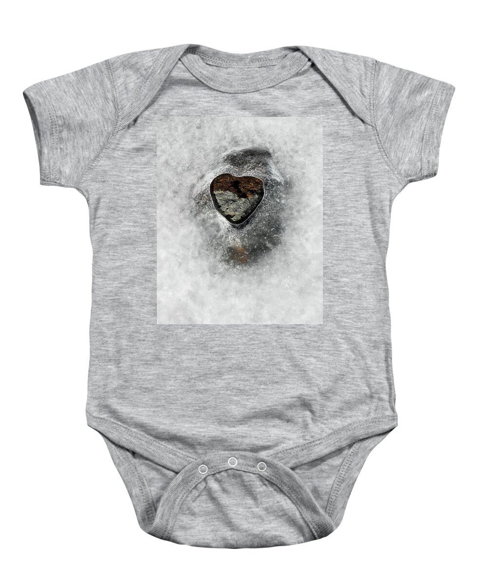 Frozen Heart Ice Baby Onesie featuring the photograph Heart on Ice by Neil Pankler