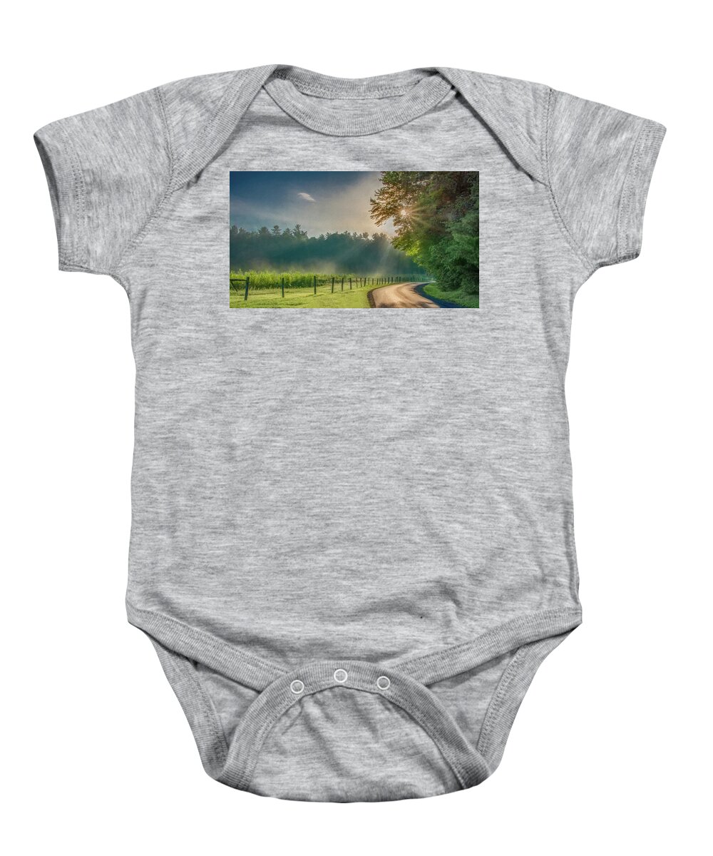 Cades Cove Baby Onesie featuring the photograph Heavenly Sunlight, Painterly by Marcy Wielfaert