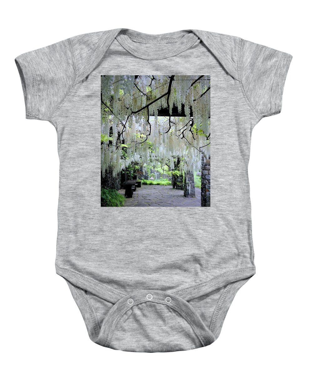 Spring Baby Onesie featuring the photograph Heavenly Wisteria by Alida M Haslett