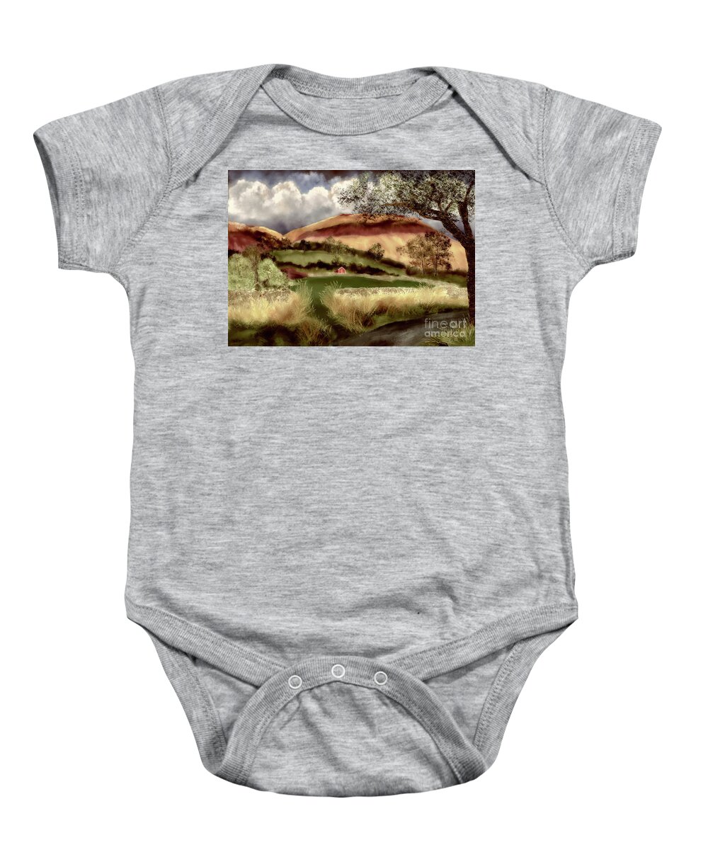 Farm Baby Onesie featuring the digital art Hills and Dales by Lois Bryan