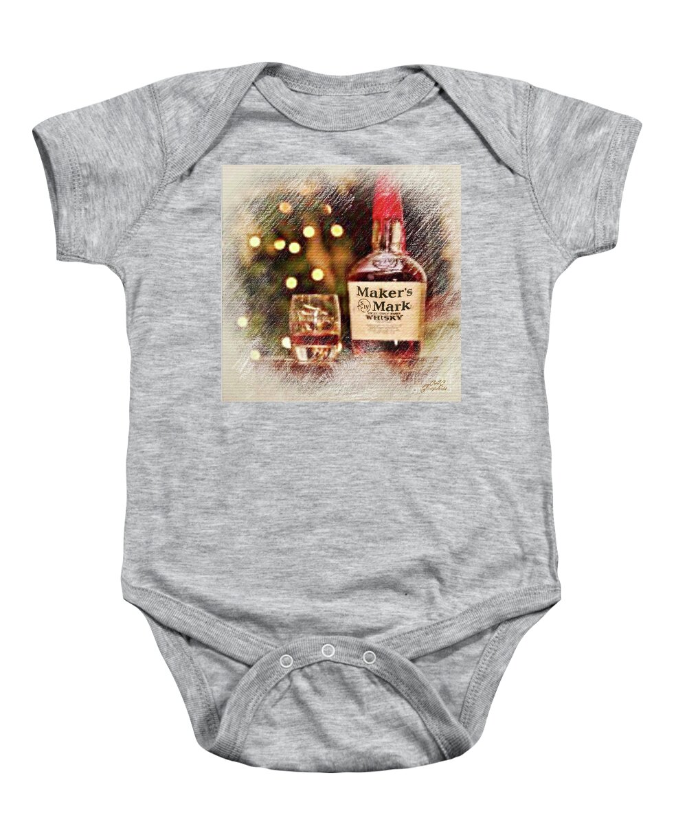 Makers Mark Baby Onesie featuring the digital art Holiday Spirit Markers Mark by CAC Graphics