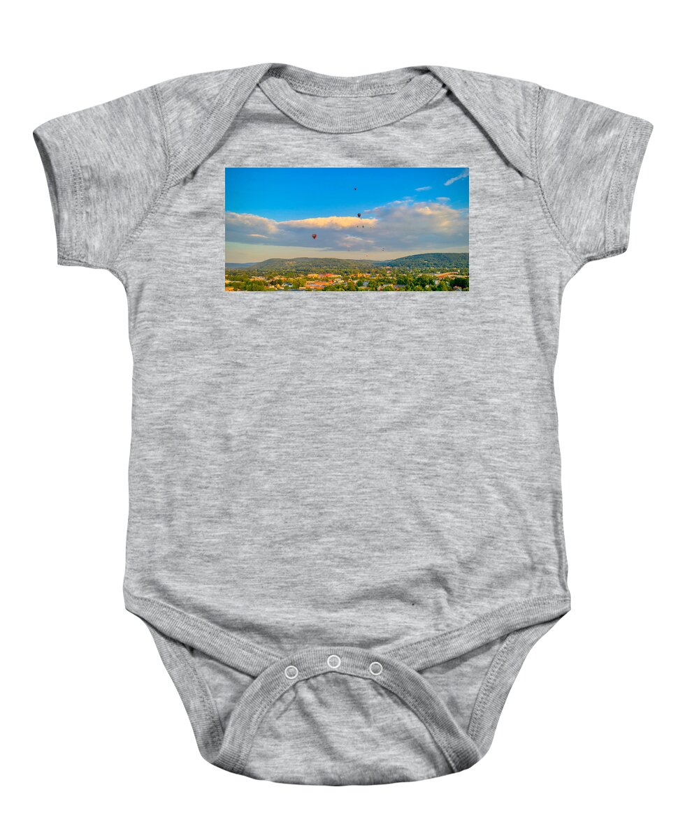 New York Baby Onesie featuring the photograph Hot Air Ballon Cluster by Anthony Giammarino