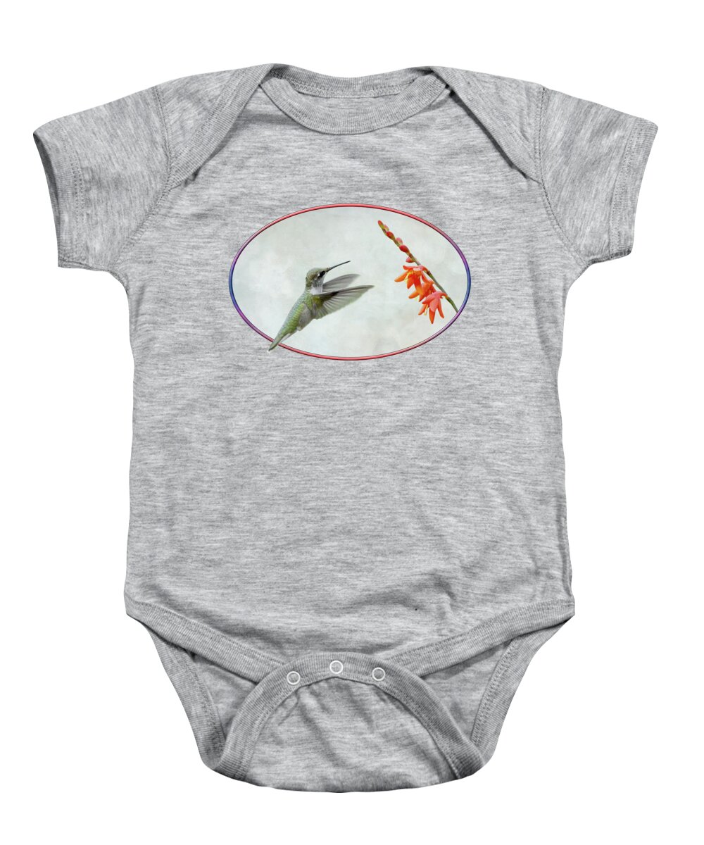 Hummingbird Baby Onesie featuring the digital art Hummingbird and Cardinal Flower by Barbara Hymer