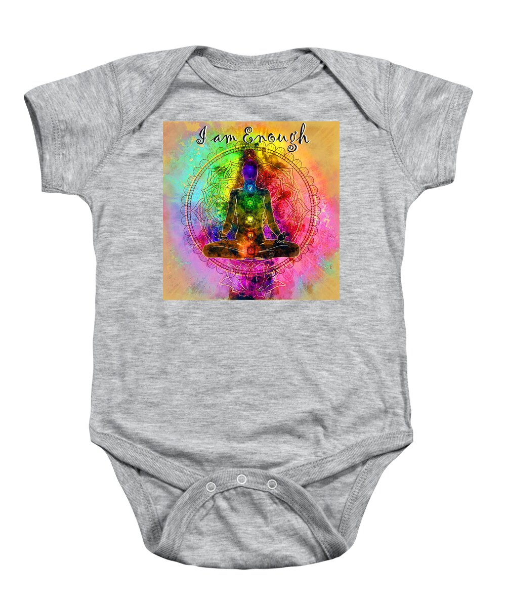 Watercolor Baby Onesie featuring the pastel I am Enough Kundalini by Carlos Paredes Grogan