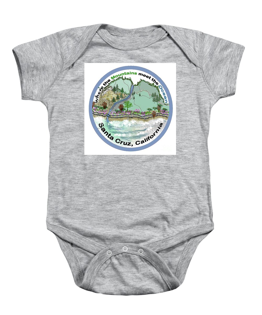 Santa Cruz Mountains Baby Onesie featuring the mixed media Intersection by Ruth Dailey