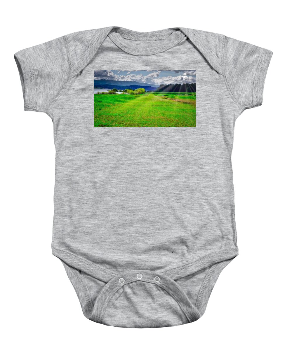 Flying Baby Onesie featuring the photograph Inviting Airstrip by Tom Gresham