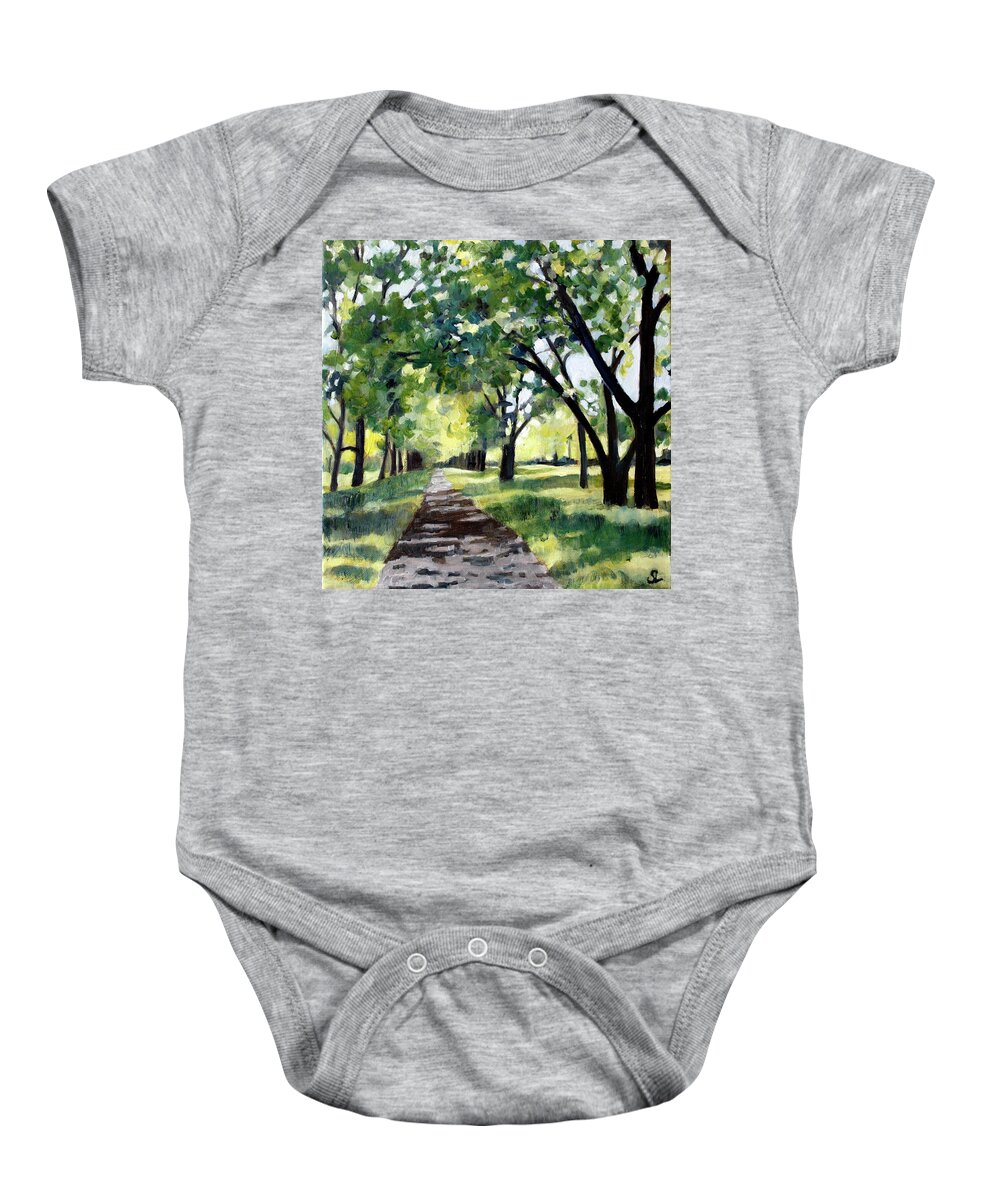 Landscape Baby Onesie featuring the painting June Common by Sarah Lynch