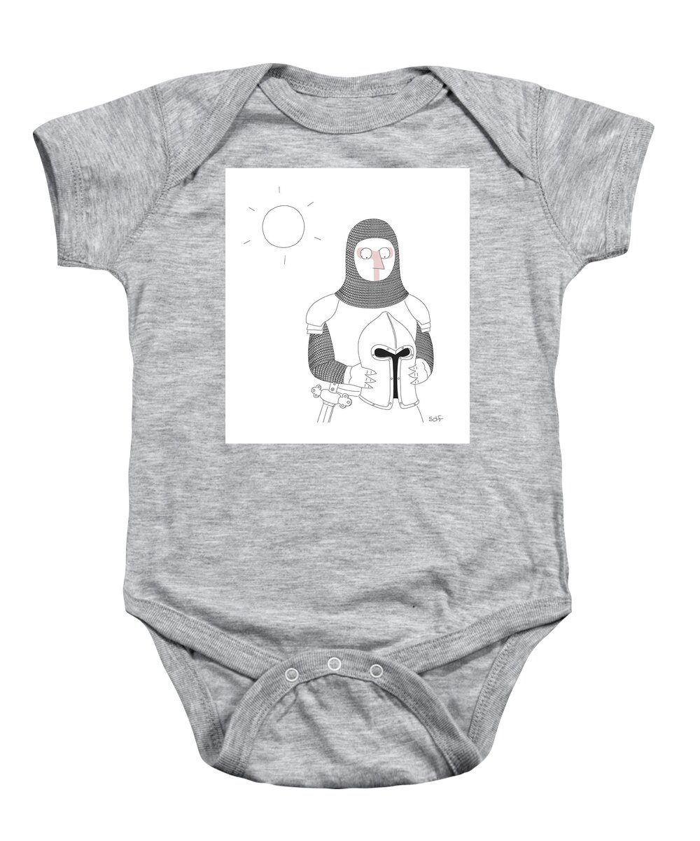 Captionless Baby Onesie featuring the drawing Knight in the Sun by Seth Fleishman